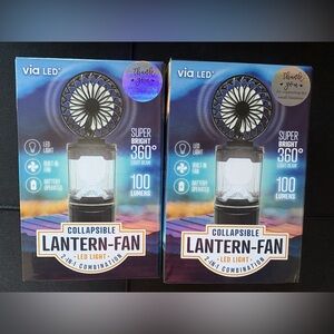 2 Collapsible Lantern-Fan LED Light - Black